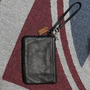 Coach Pebbled Black Leather Wristlet